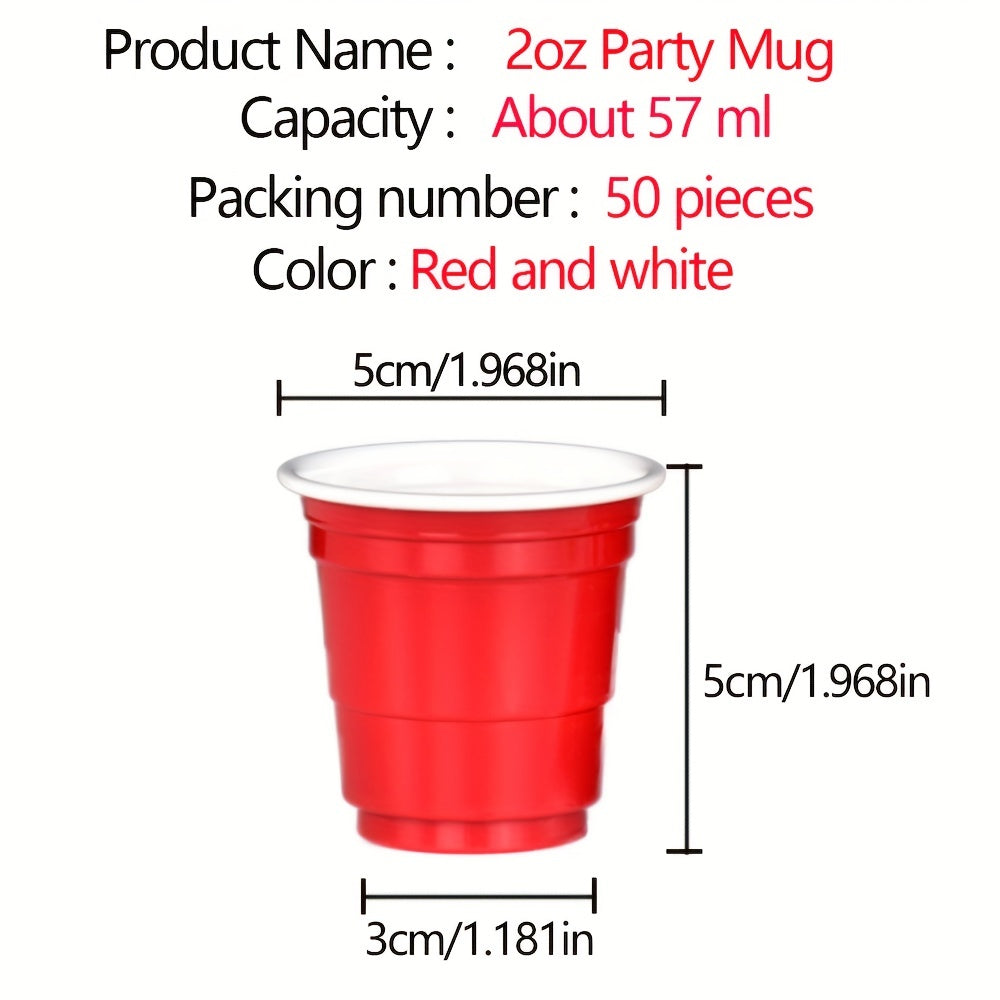 50pcs Disposable Mini Beer Pongs 2oz Shot Cups Drinking Cups Tableware Supplies