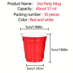 50pcs Disposable Mini Beer Pongs 2oz Shot Cups Drinking Cups Tableware Supplies