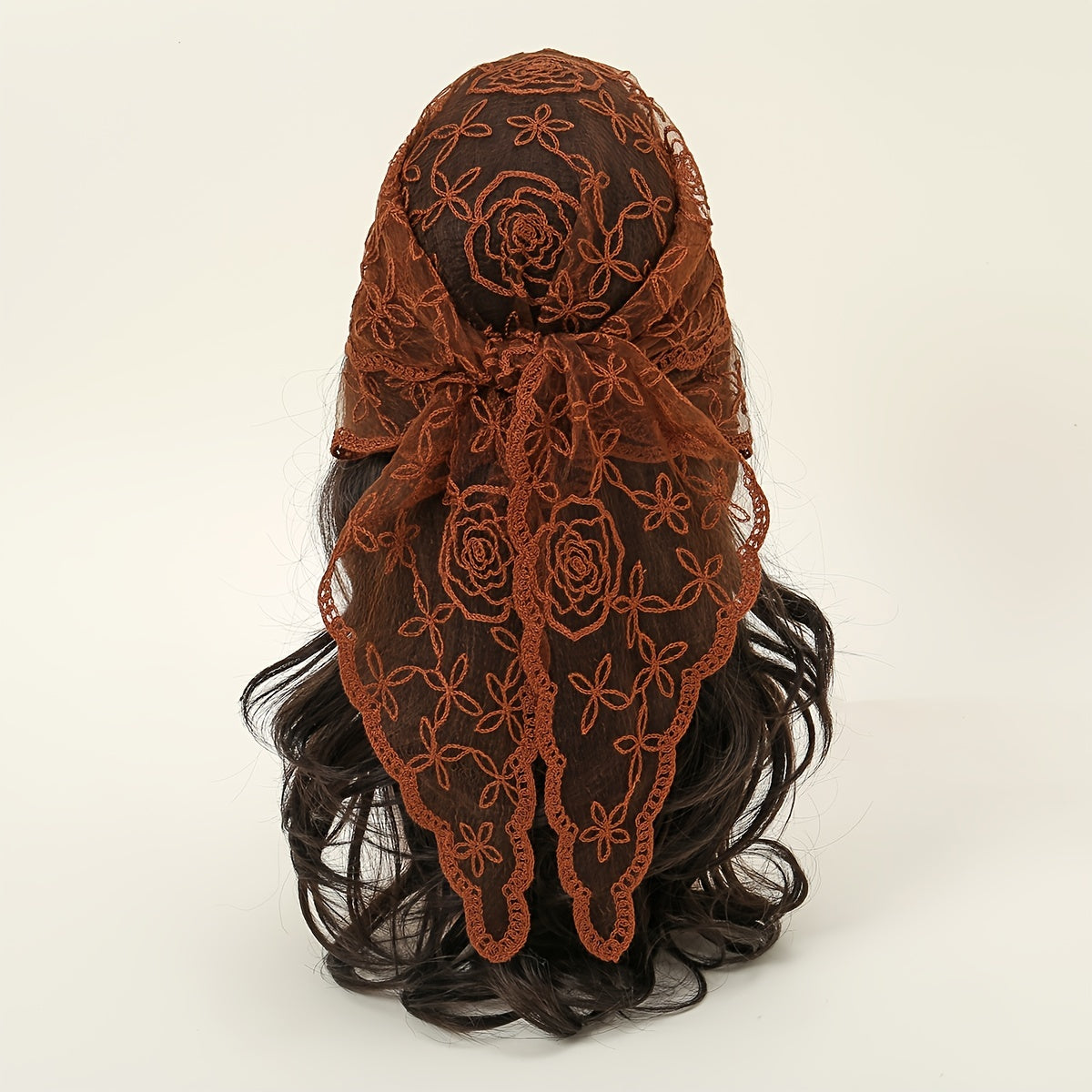 Embroidered Lace Triangle Scarf Vintage Headscarf