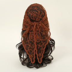 Embroidered Lace Triangle Scarf Vintage Headscarf