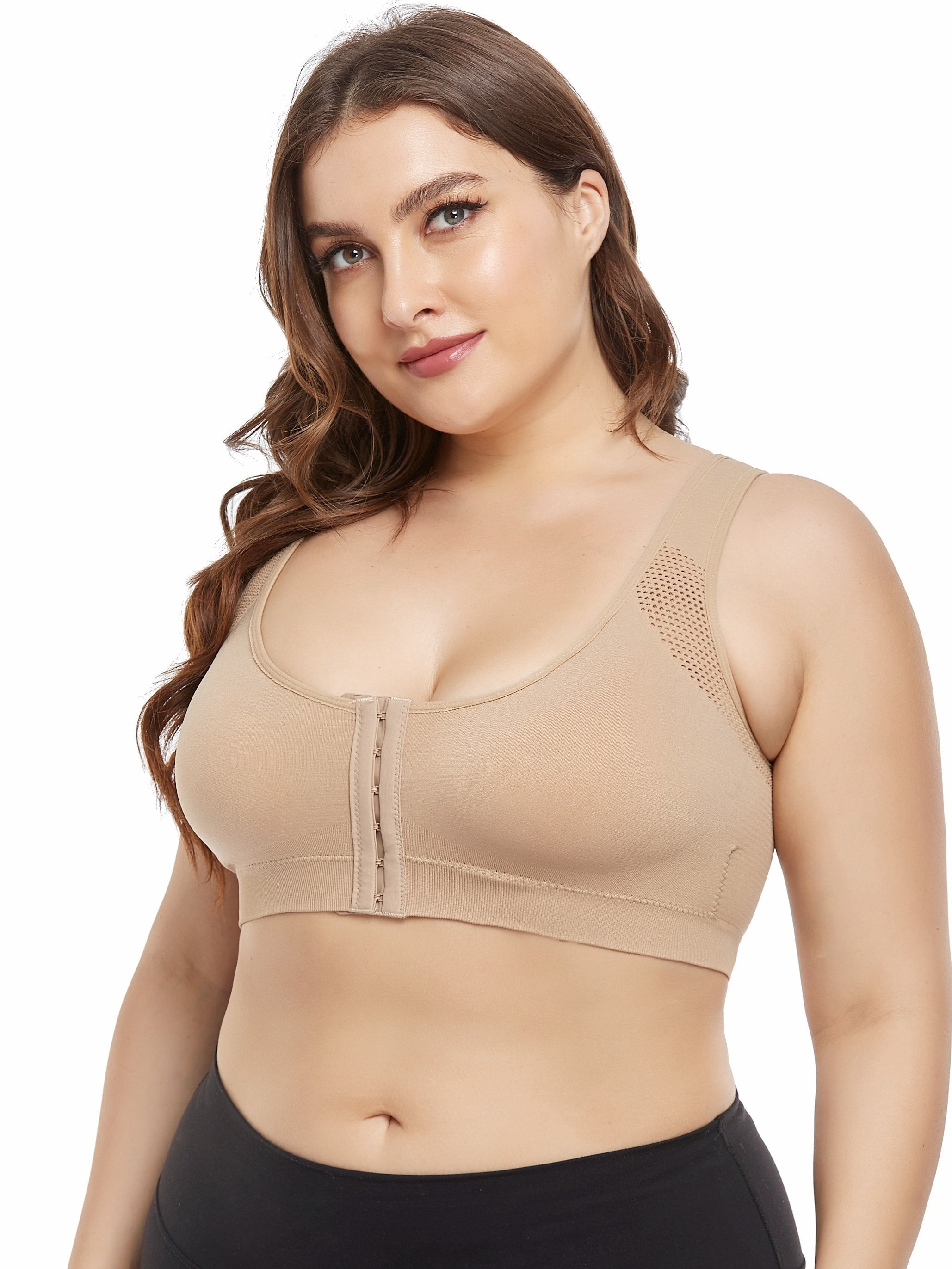 Mesh Front Buckle Sports Bra Racer Back Yoga Fitness Lingerie