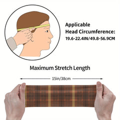 Men's Vintage Plaid Headband Soft Grip for Gym Running Casual Non Slip Hairband