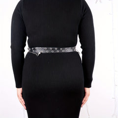  Chain Fringe Harness Belt Double Layer PU Leather Waistband