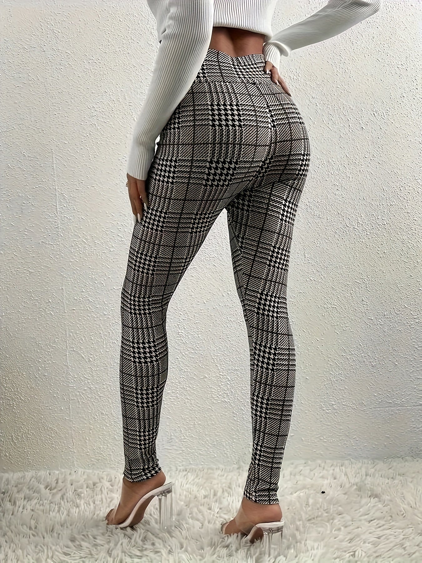  Plaid Print High Rise Leggings
