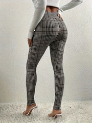  Plaid Print High Rise Leggings