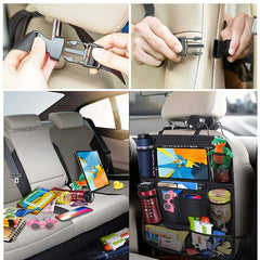 2pcs Car Back Seat Organiser Tablet Holder Storage Kick Mats Kids Toys Pockets