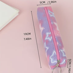 Rose Red Pentagram Pencil Case for School Supplies