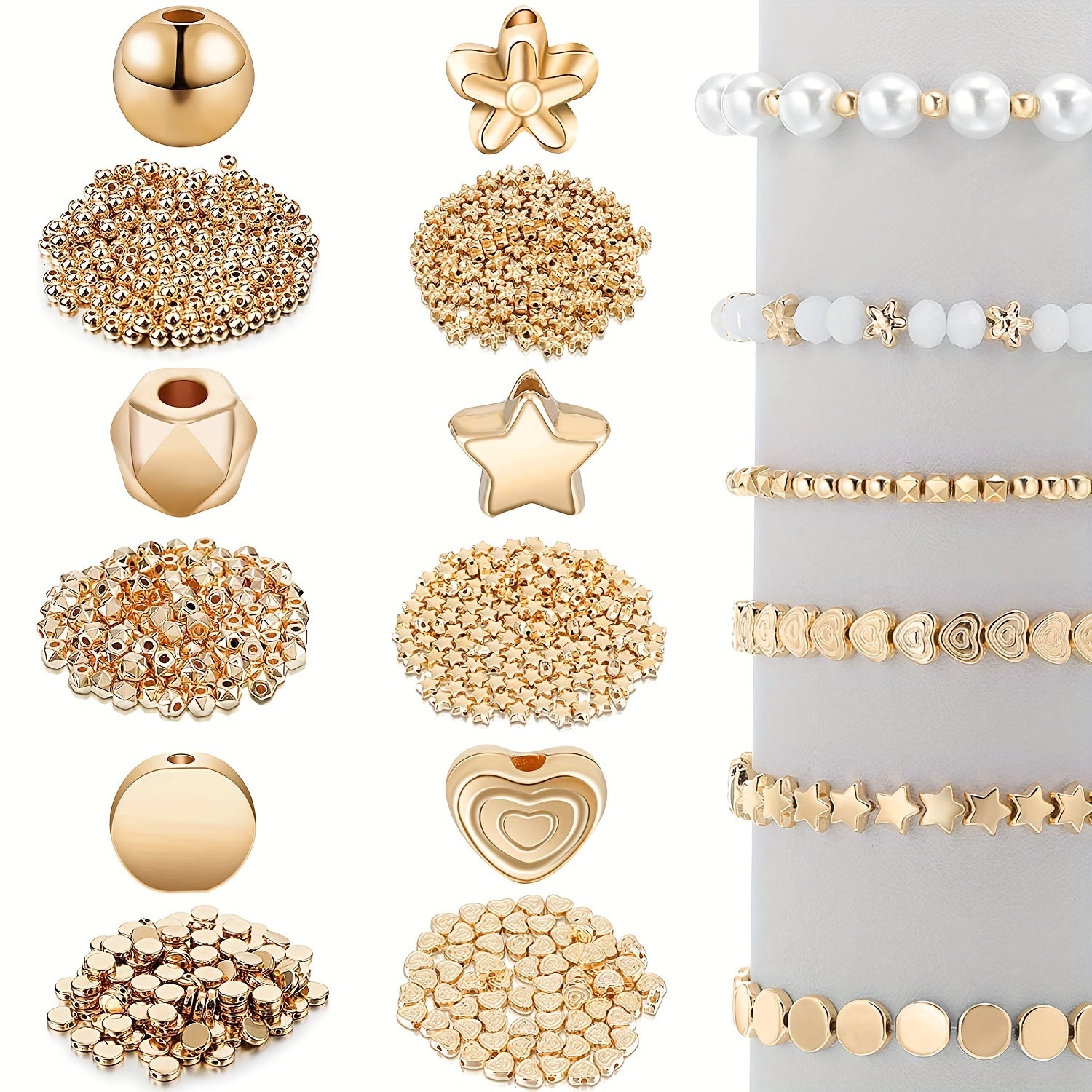 600pcs Mixed Shape Spacer Beads Set for Bracelet Earrings