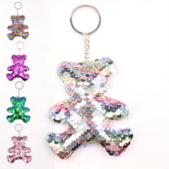 Sequins Bear Keychain Animal Key Ring Purse Handbag Car Charm Phone Pendant