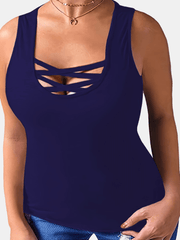  Criss Cross Round Neck Tank Top Sexy Top