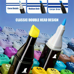 Artist Marker Set Dual Tip Angle and Fine Line Sketching Art Markers