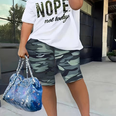  Camo One Shoulder Top & Biker Shorts Set