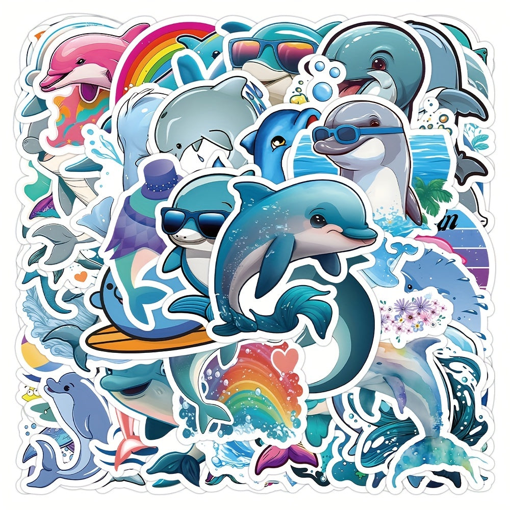 50pcs Ocean Dolphin Vinyl Stickers for Notebooks Water Bottles & More