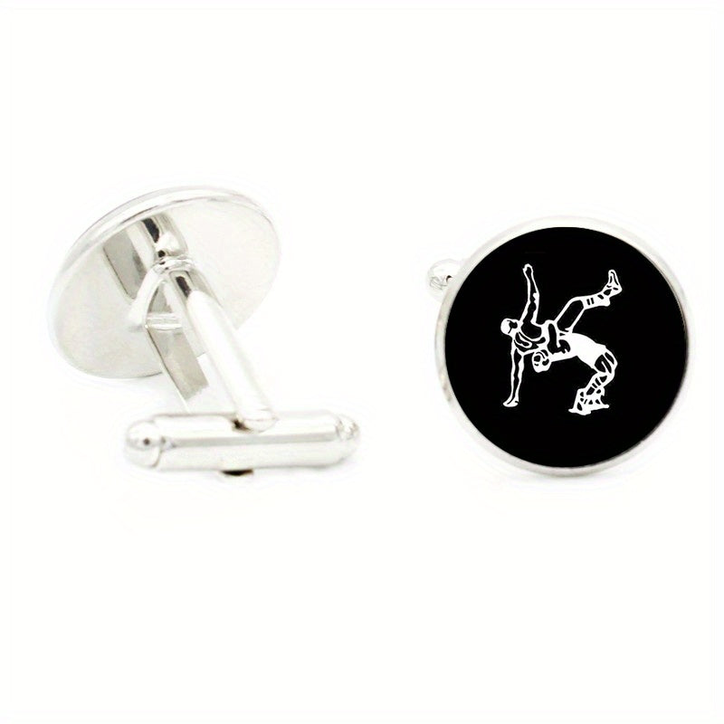 Men's Wrestling Cufflinks Sports Metal Cuff Links