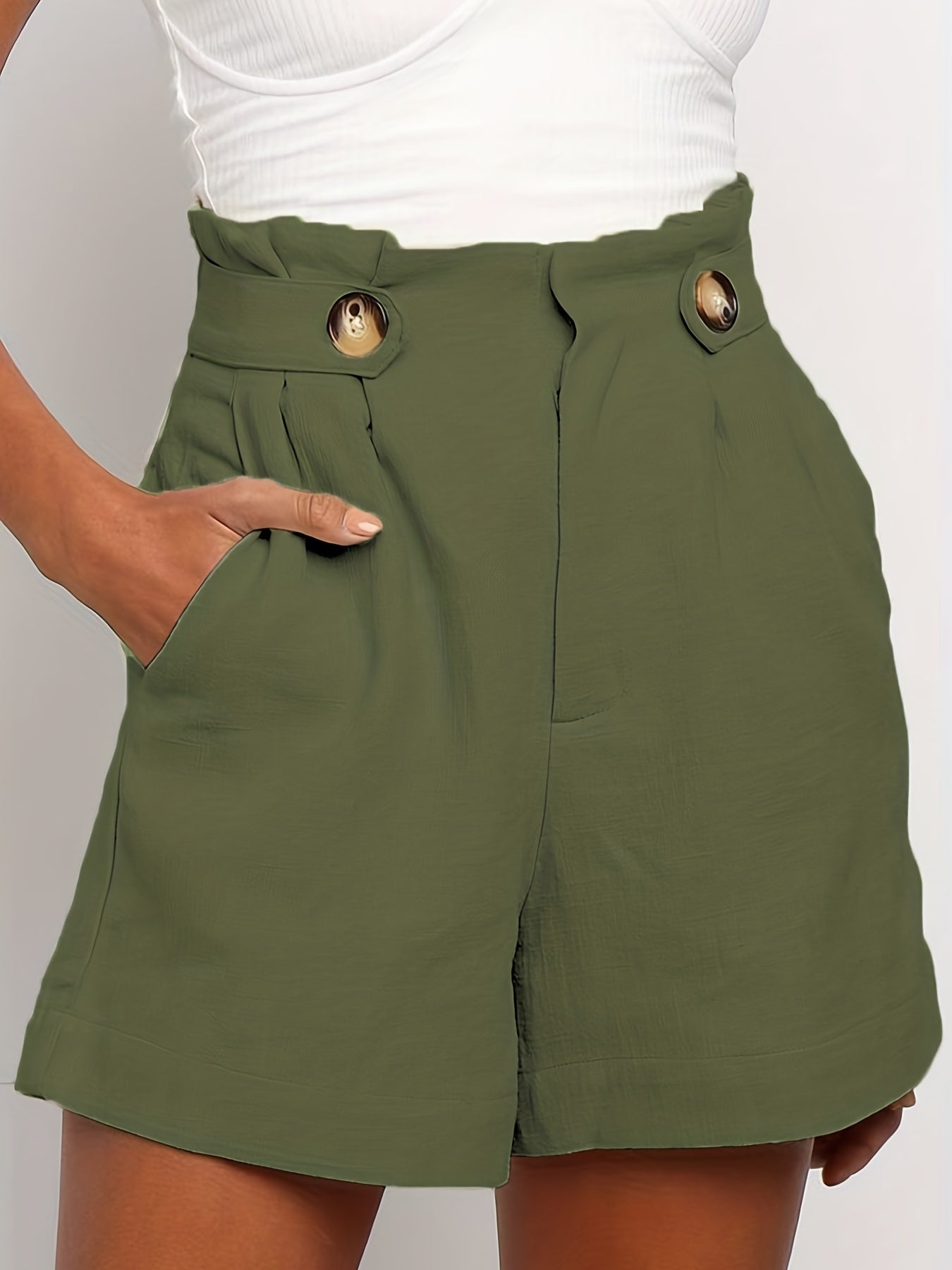 High Waist Ruched Wide Leg Shorts