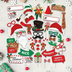 38pcs Cartoon Christmas Photo Props for Party Decorations Festive Atmosphere