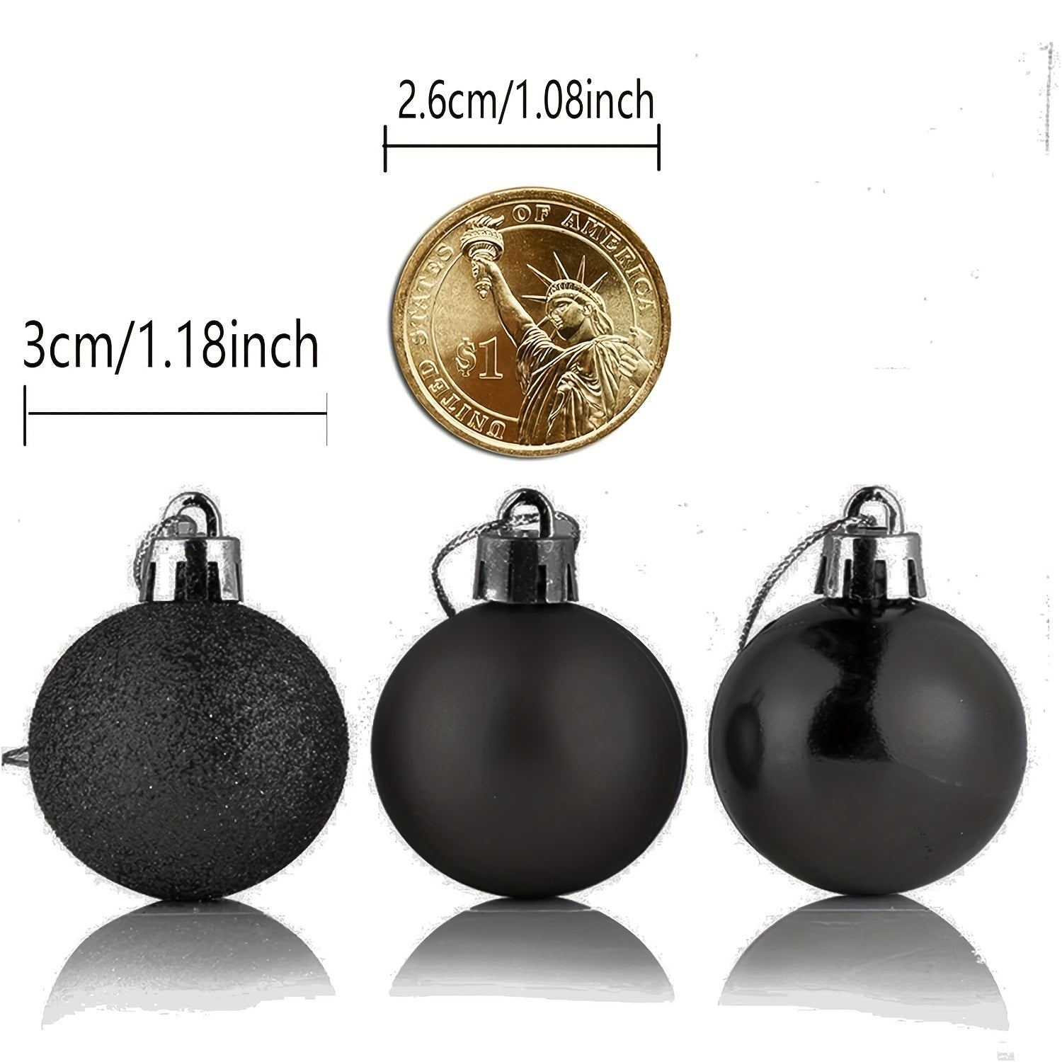 24pcs 30mm Christmas Balls Ornaments Small Assorted Decorations