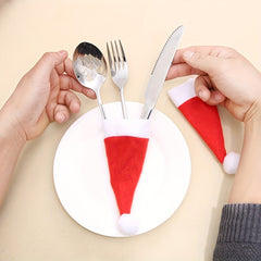 10pcs Christmas Hat Cutlery Cover Cloth - Tableware Storage & Decoration