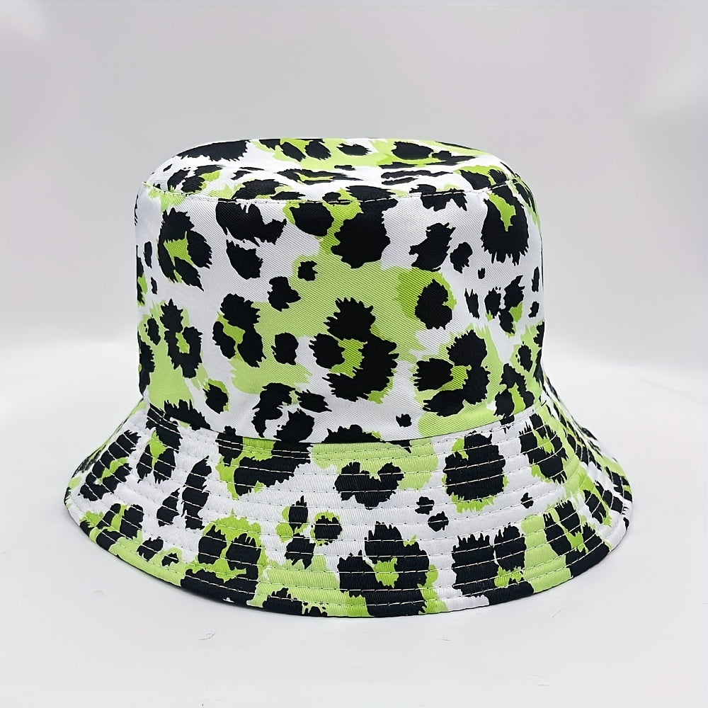Leopard Print Bucket Hat Reversible Sunscreen Cap Fisherman Cap
