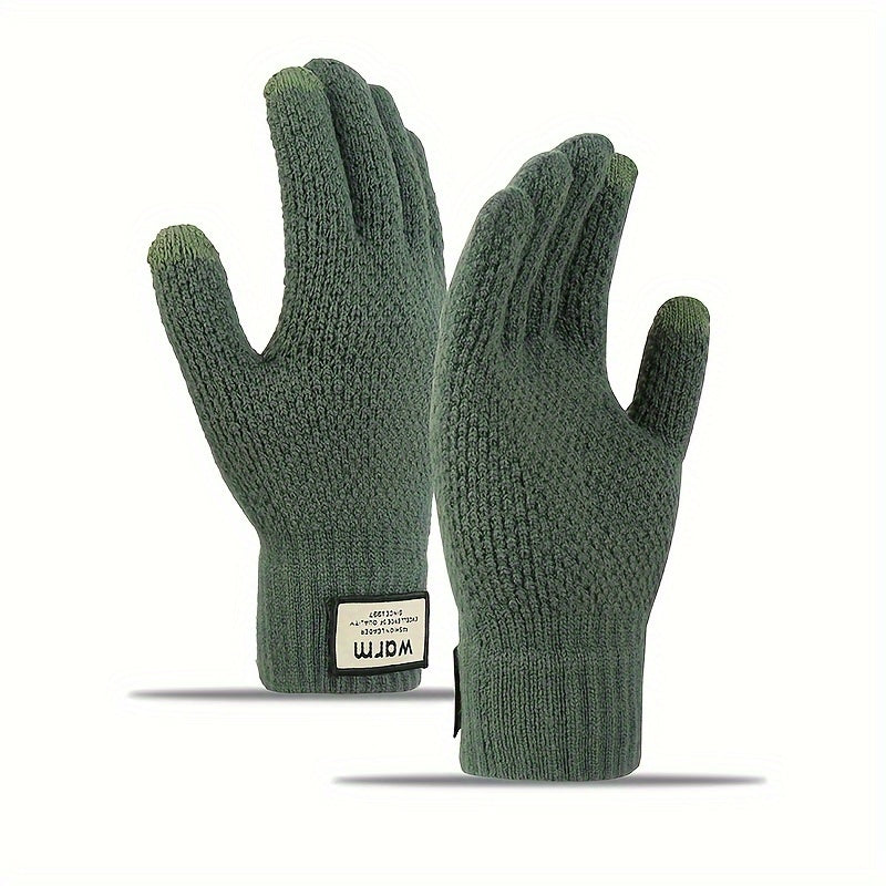 Men's Thick Windproof Knitted Gloves for Winter Outdoor Activities