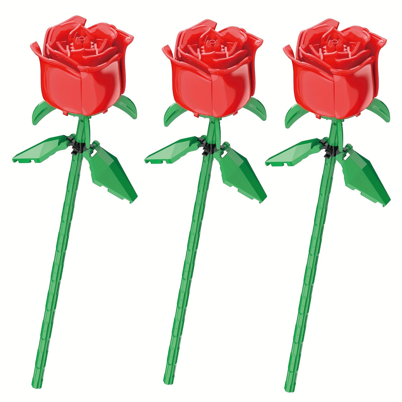 3pcs Roses Flower Building Blocks 3 Colors Bouquet Gift for Girls Kids