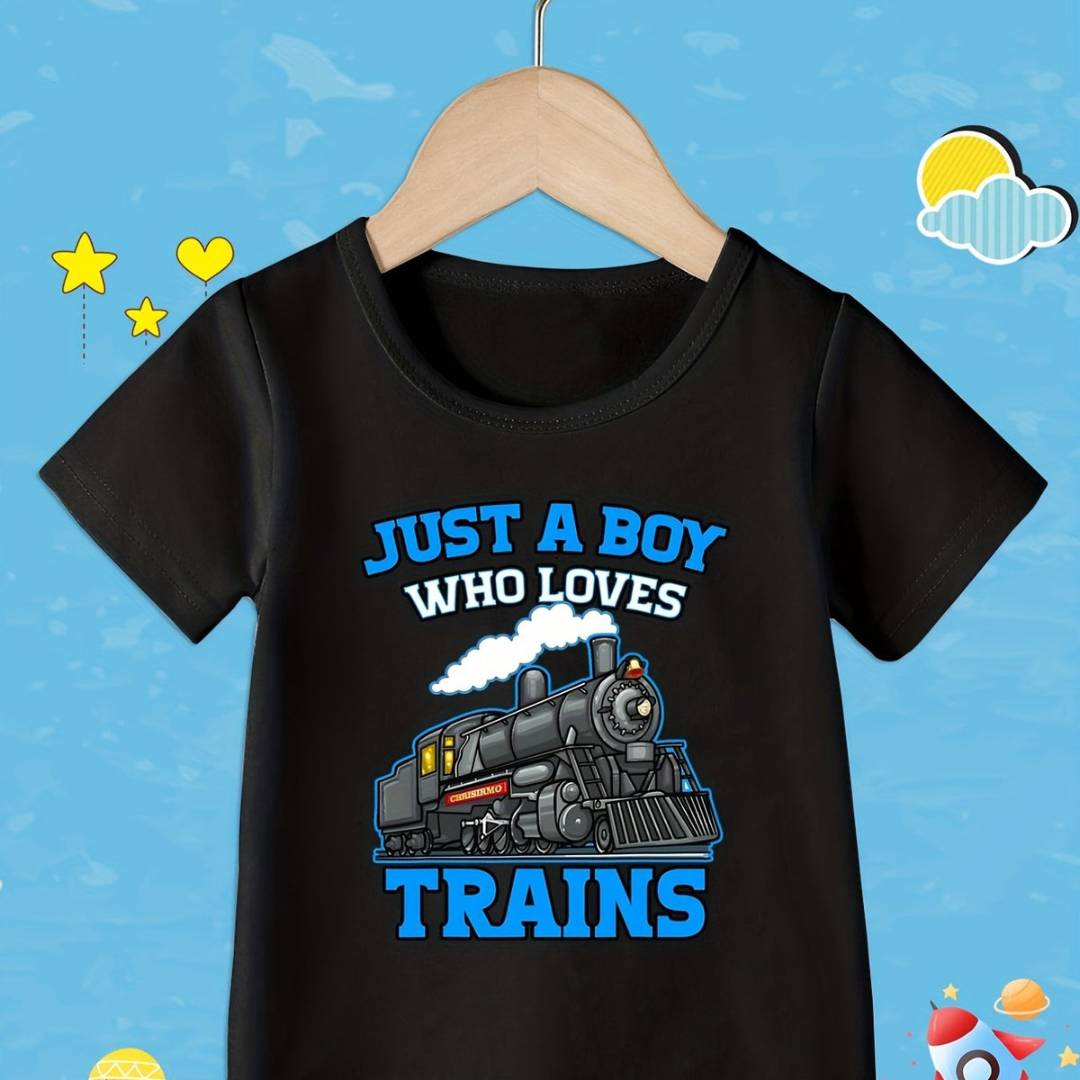 Toddler Boys' Train Lover Tee Comfort Fit Crew Neck Casual Summer Top