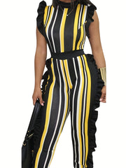 Stylish Sleeveless Vertical Stripe Jumpsuit