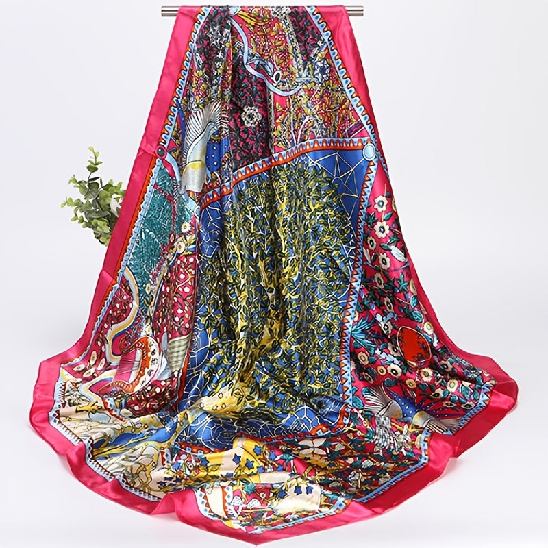 Print Silk Satin Scarf Female Shawls Head Scarf For Ladies