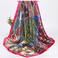 Print Silk Satin Scarf Female Shawls Head Scarf For Ladies