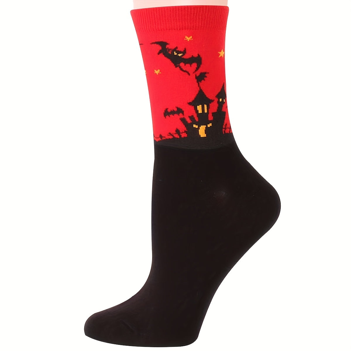 5 Pairs Bat Pattern Socks Halloween Funny Mid Tube Women's Stockings