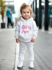 2pcs A CURE WORTH FIGHTING FOR Print Hoodies Pants Set