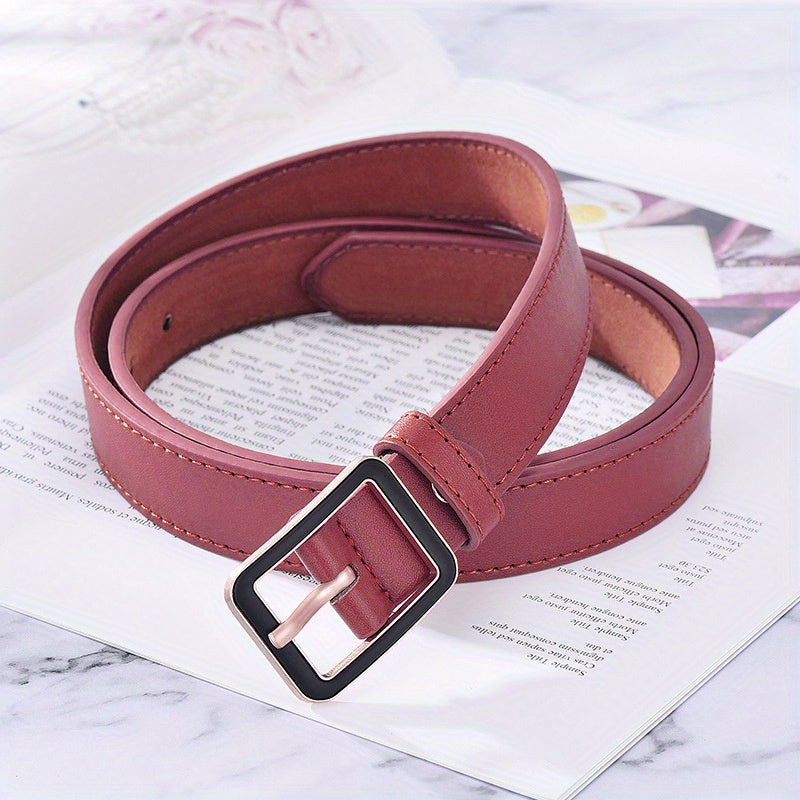 Solid PU Belt Classic Square Buckle Belt Casual Coat Girdle Jeans Pants Belt