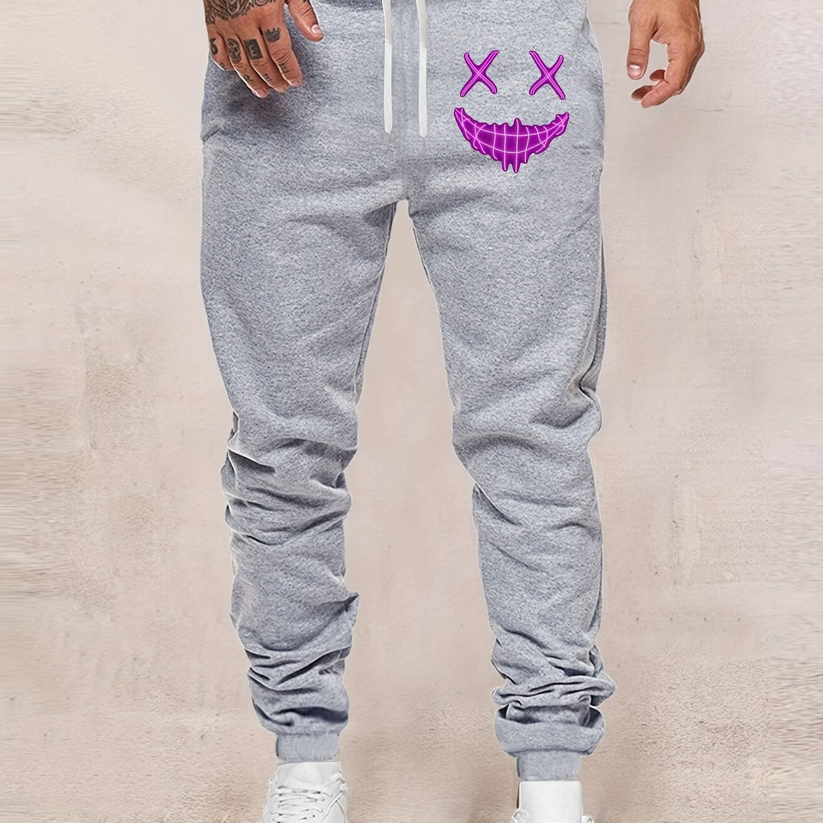 Evil Smile Print Men s Drawstring Sweatpants with Pockets