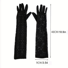 Lace Gloves Solid Floral Decorative Women's Gloves