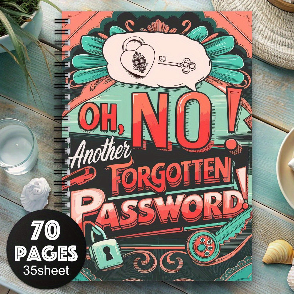 Spiral Password Notebook 70 Pages: Forgotten Passwords Logbook