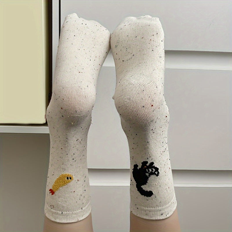 4 Pairs Cartoon Cat Print Comfy Socks Women's Stockings