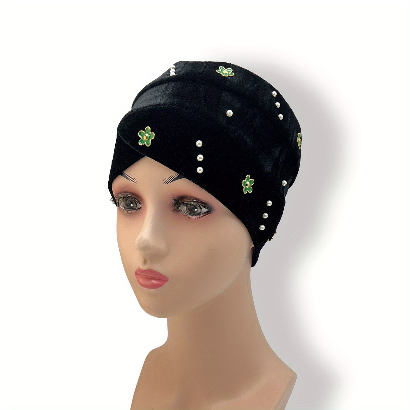 Vintage Velvet Head Wrap Elastic Beanie Headscarf