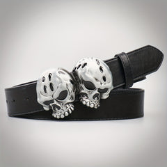 Men's Double Skulls PU Leather Belt