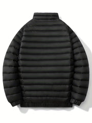 Men's Lightweight Puffer Jacket Solid Standup Collar Coat