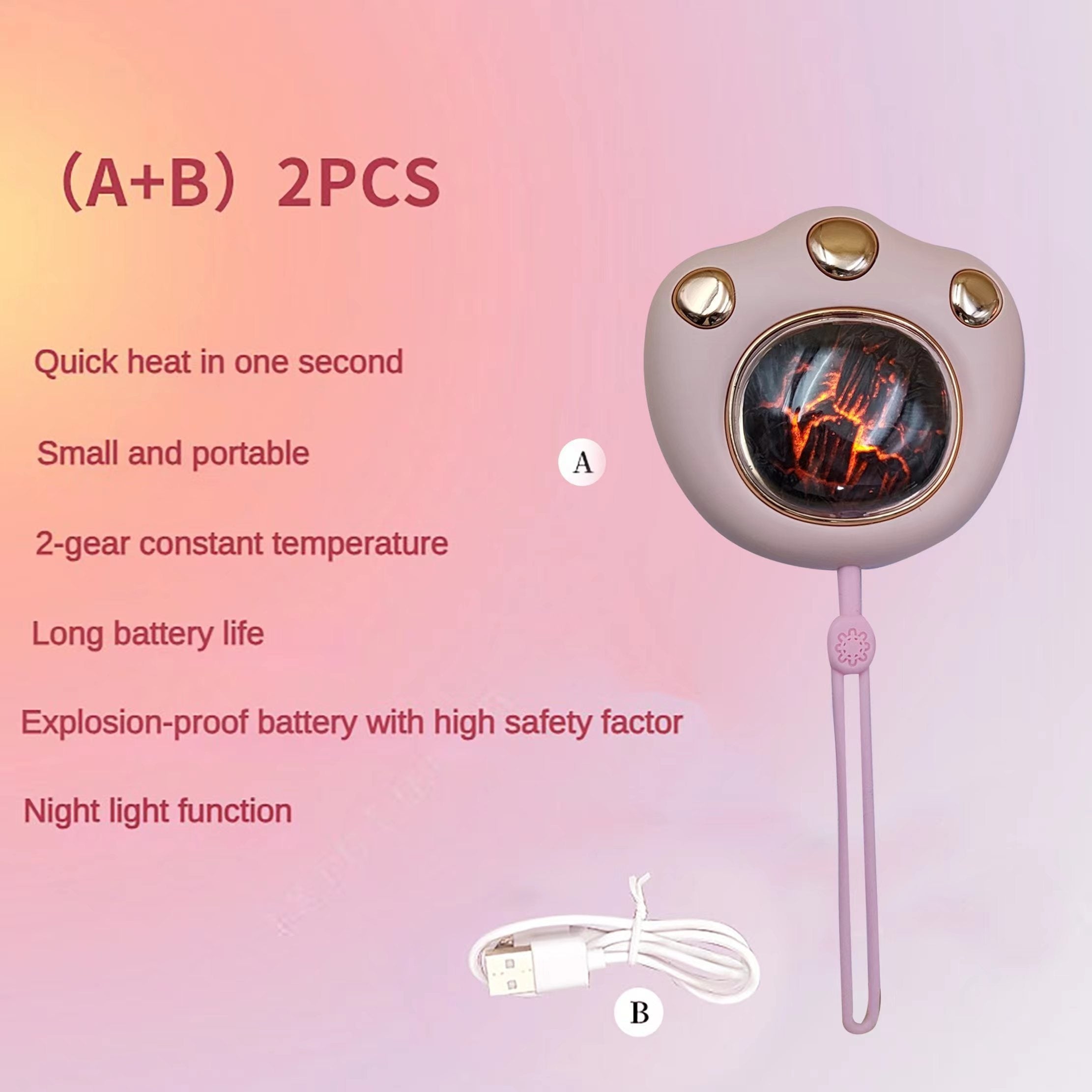 Portable Hand Warmer Night Light 1200mAh
