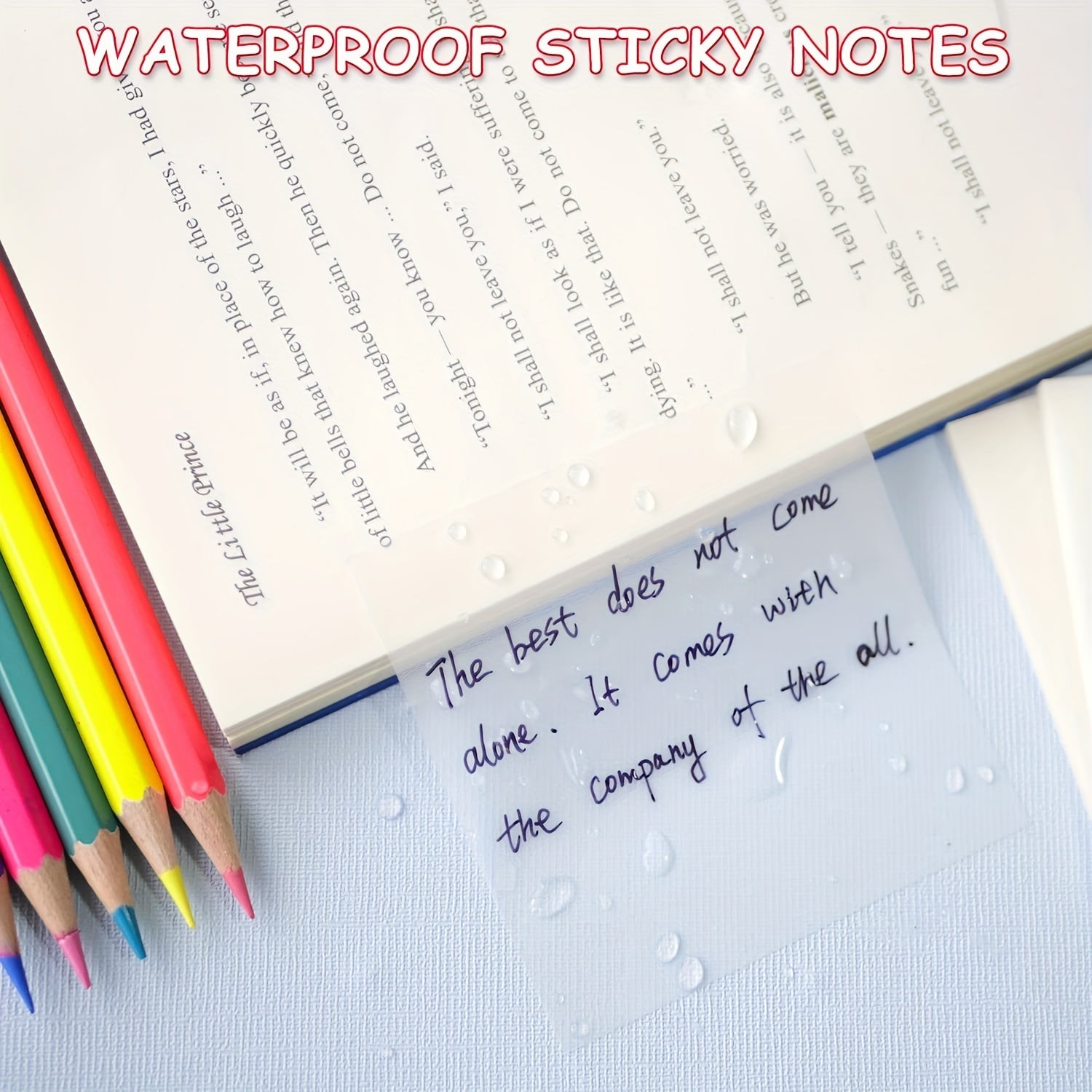 200 Sheets Transparent Sticky Note Square Student Note Sticker Strong Sticky