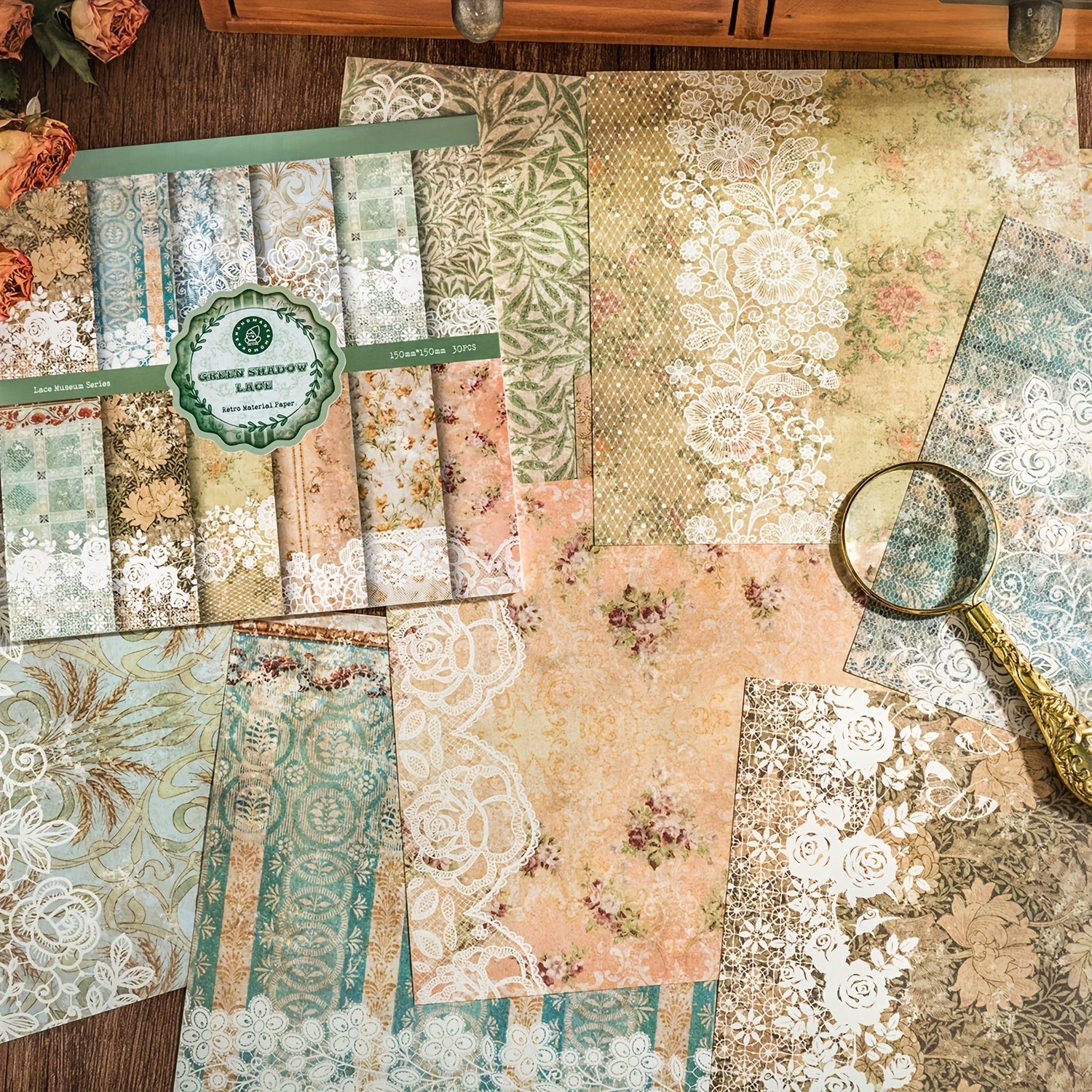 30pcs Paper Lace Museum Series Ledger DIY Decoration Primer