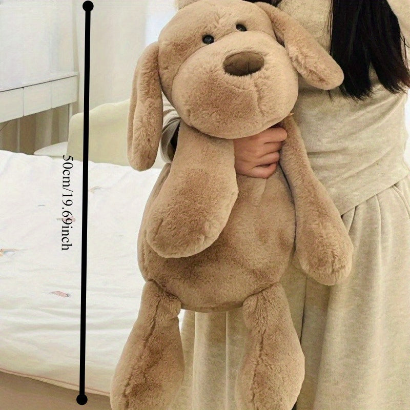 Beige Plush Puppy Toy Soft Stuffed Dog Brown Ears & Paws
