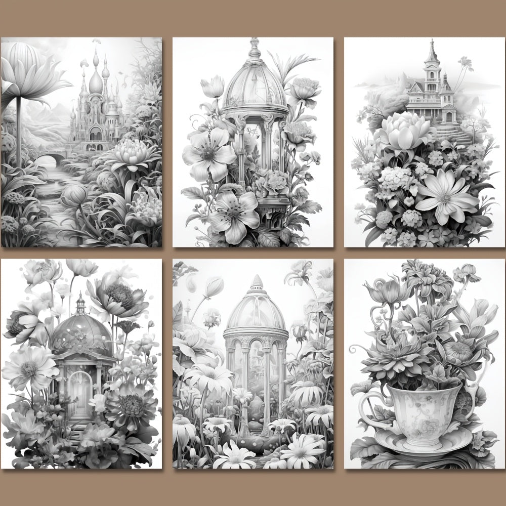 Floral Architecture Coloring Book for Emotional Release