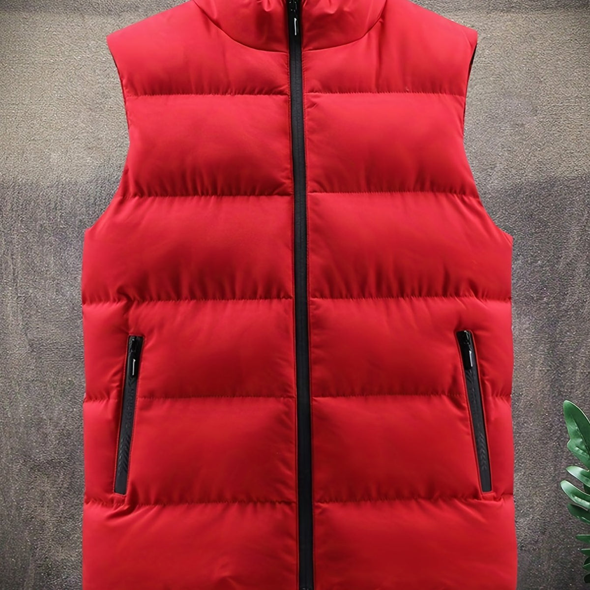 Men's Down Vest Puffer Jacket Zip Pockets Winter Sports