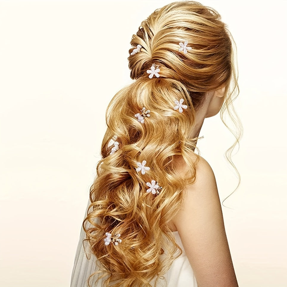 5pcs Small Pearl Hair Claw Clips Flower Bang Clips Hair Accessories
