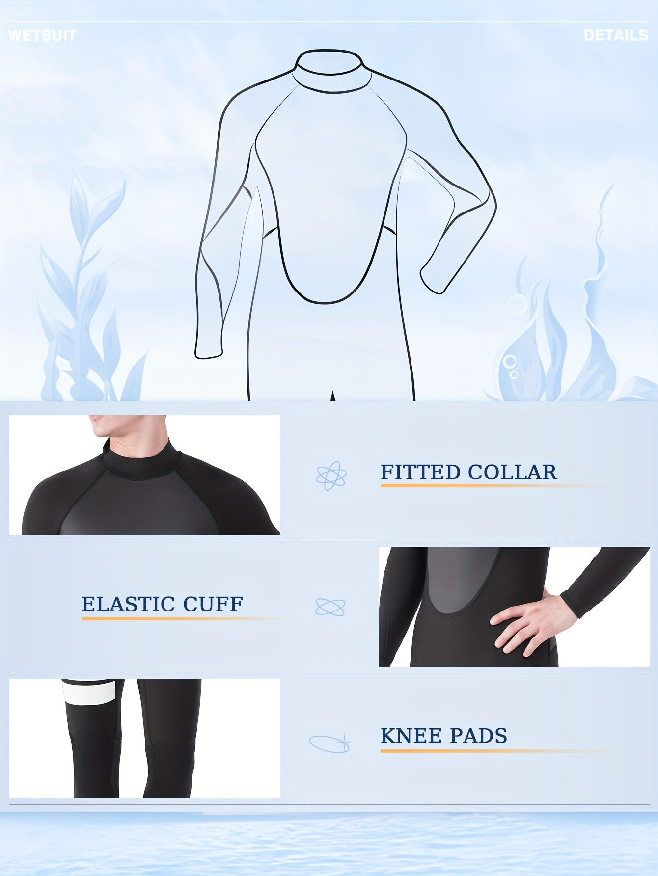 Men's Neoprene 2mm Full Wetsuit Mid Stretch for Water Activities