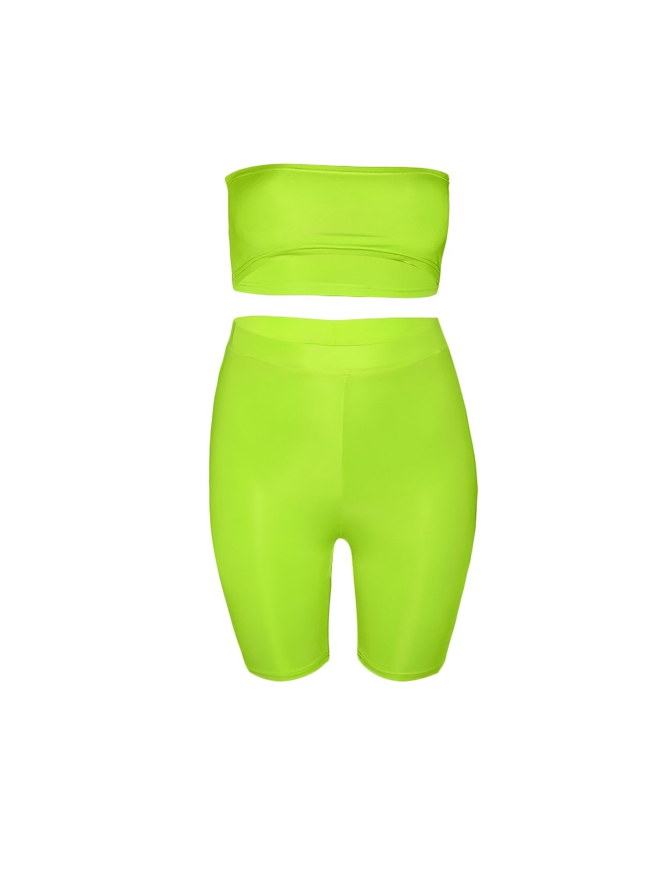  Strapless Tube Top & Shorts Set Women's Plus Stretch 2pcs Set