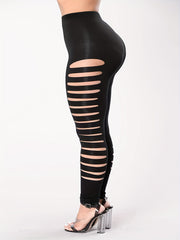  Solid Cut Out Side High Stretch Leggings