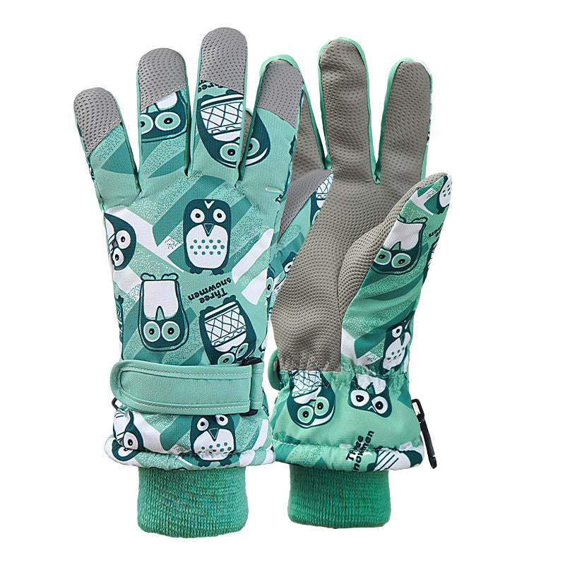 Kids Winter Ski Gloves Warm Windproof Non-slip Thickened Gloves